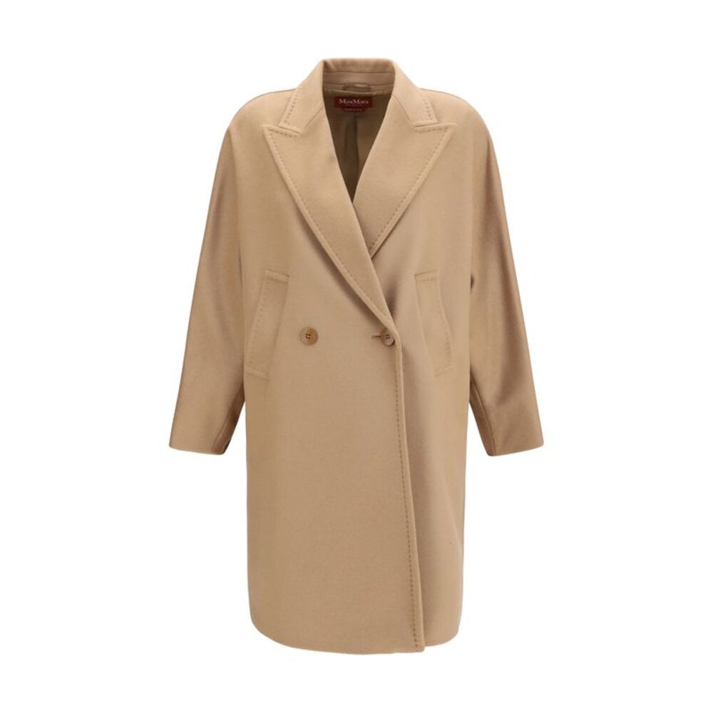 Max Mara Studio Women Double Breasted Wool Drap Coat